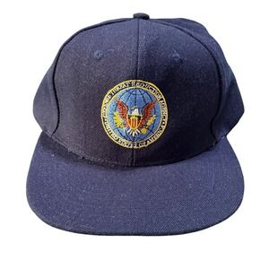 Head To Toe DTRA Defense Threat Reduction Agency Snapback Hat Navy Blue Vintage